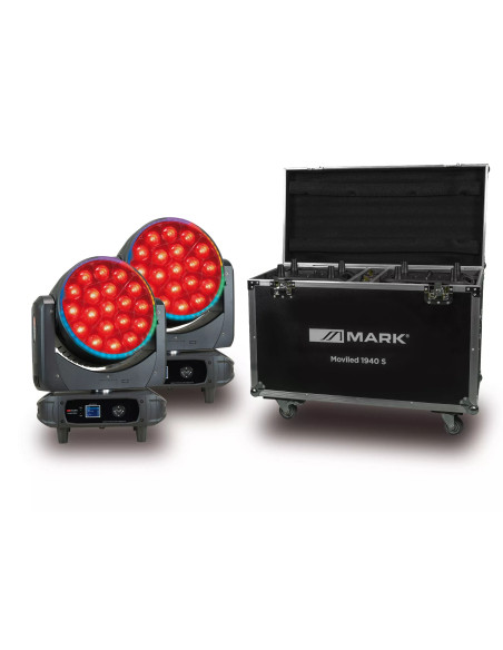 MARK 2x MOVILED 1940 S Flightcase | 2 cabezas móviles Wash 19x40W