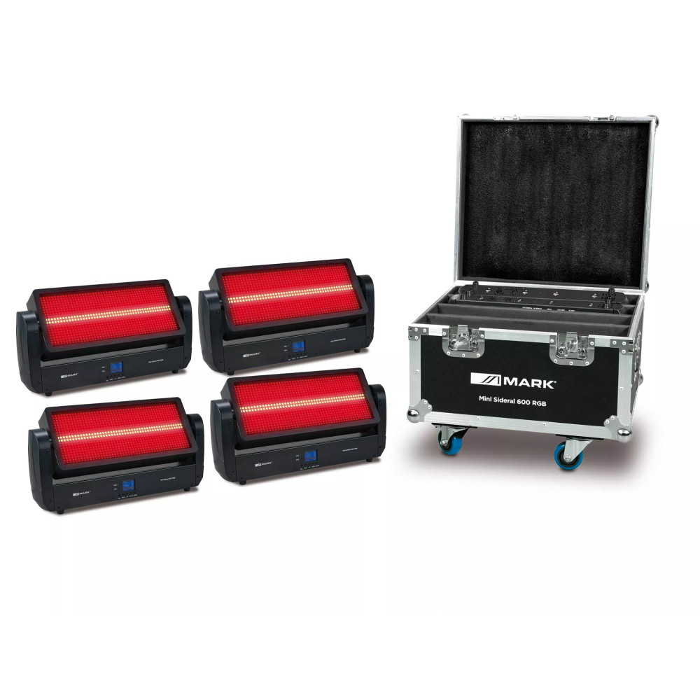 MARK 4x MINI SIDERAL 600 RGB Flightcase | Pack 4 efectos flash LED DMX