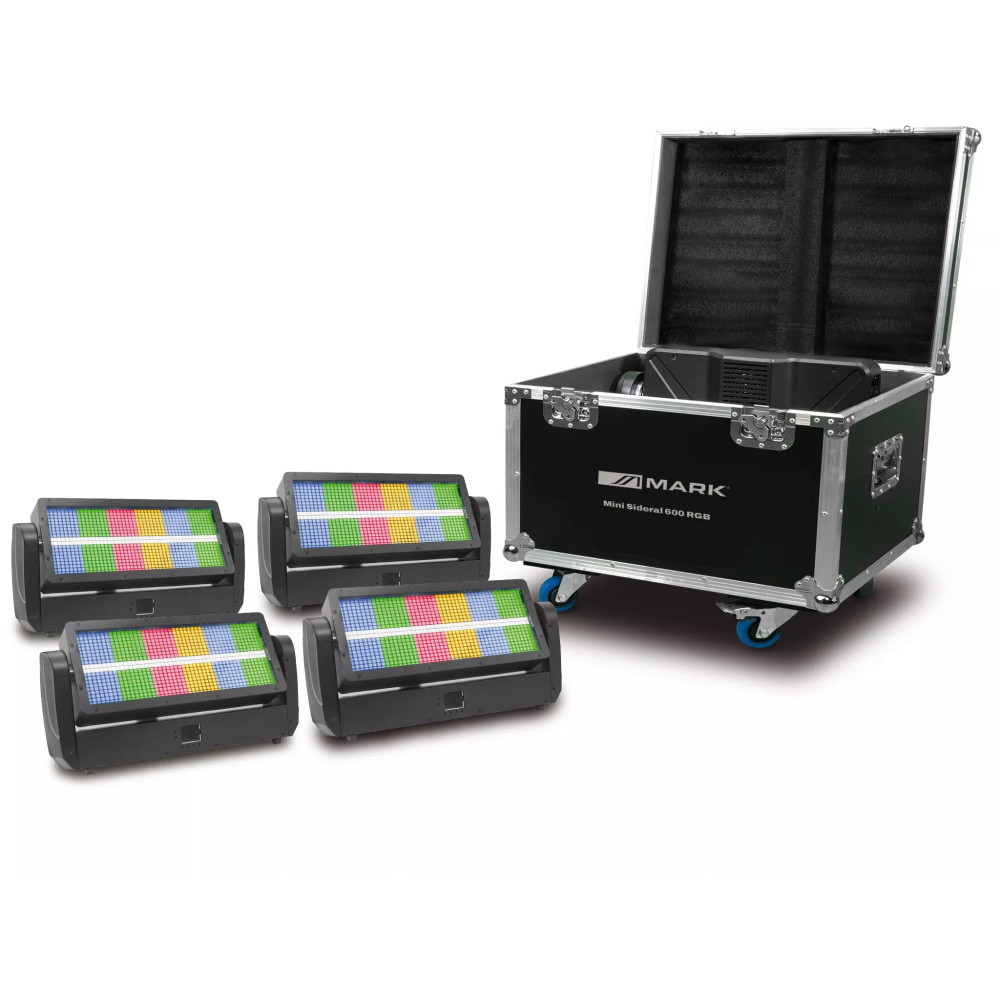 MARK 4x MINI SIDERAL 600 RGB Flightcase | Pack 4 efectos flash LED DMX