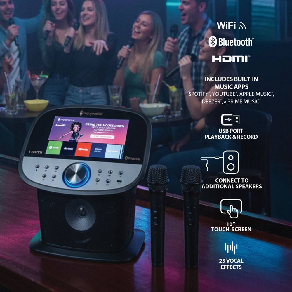Singing Machine ISM9011 Karaoke Platinum WiFi con pantalla y 2 micros