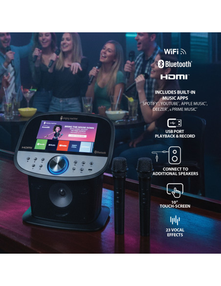 Singing Machine ISM9011 Karaoke Platinum WiFi con pantalla y 2 micros