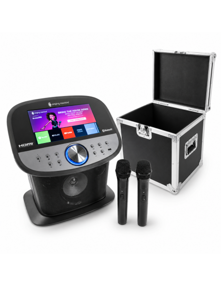 Pack Singing Machine ISM9011 Karaoke Platinum con flight case de transporte y 2 micrófonos inalámbricos