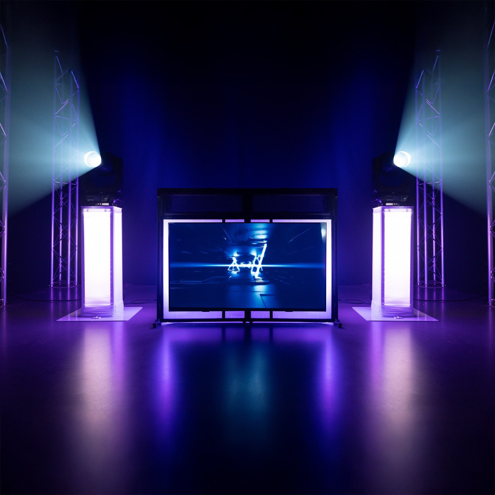 Vonyx DB6 Pro Cabina DJ Plegable con Soporte TV