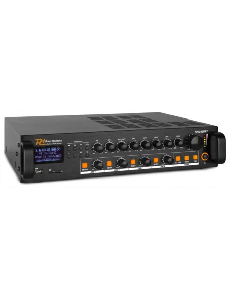 Amplificador Power Dynamics PDV240MP3 de 240W y 4 zonas para sistema de sonido 100V en iglesia