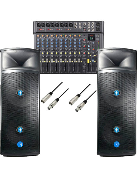 Pack Iowa Evento Directo MKII 4000W con dos altavoces Seven SV215APRO-TWS y mesa Citronic CMC-16