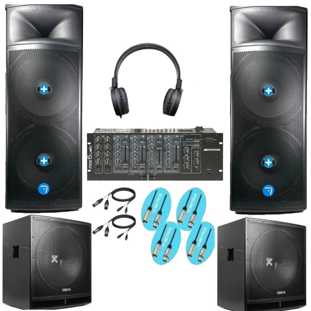 Pack Iowa DJ Power MKII 6600W con Altavoces Seven, Subwoofers Vonyx y Mesa DJ