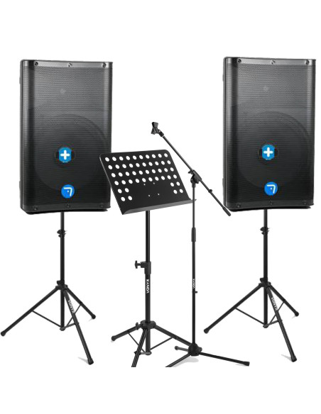 Pack Seven Event 15 Tribuna 10 Multimedia con dos altavoces portátiles, soportes, pie de micrófono y atril