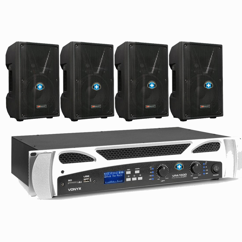 Pack de Sonido 399 con etapa Vonyx VPA1500 y cuatro altavoces pasivos MARK MS 28