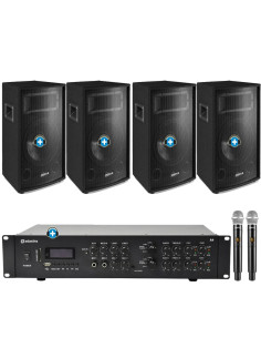 Pack Disco Vox Karaoke Grande con Adastra A4, 4 Altavoces Vonyx SL10 y 2 Micrófonos Inalámbricos