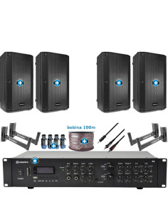 Pack de Sonido 306 Premium con amplificador Adastra A4, cuatro altavoces Vonyx VSA10P, soportes y cableado