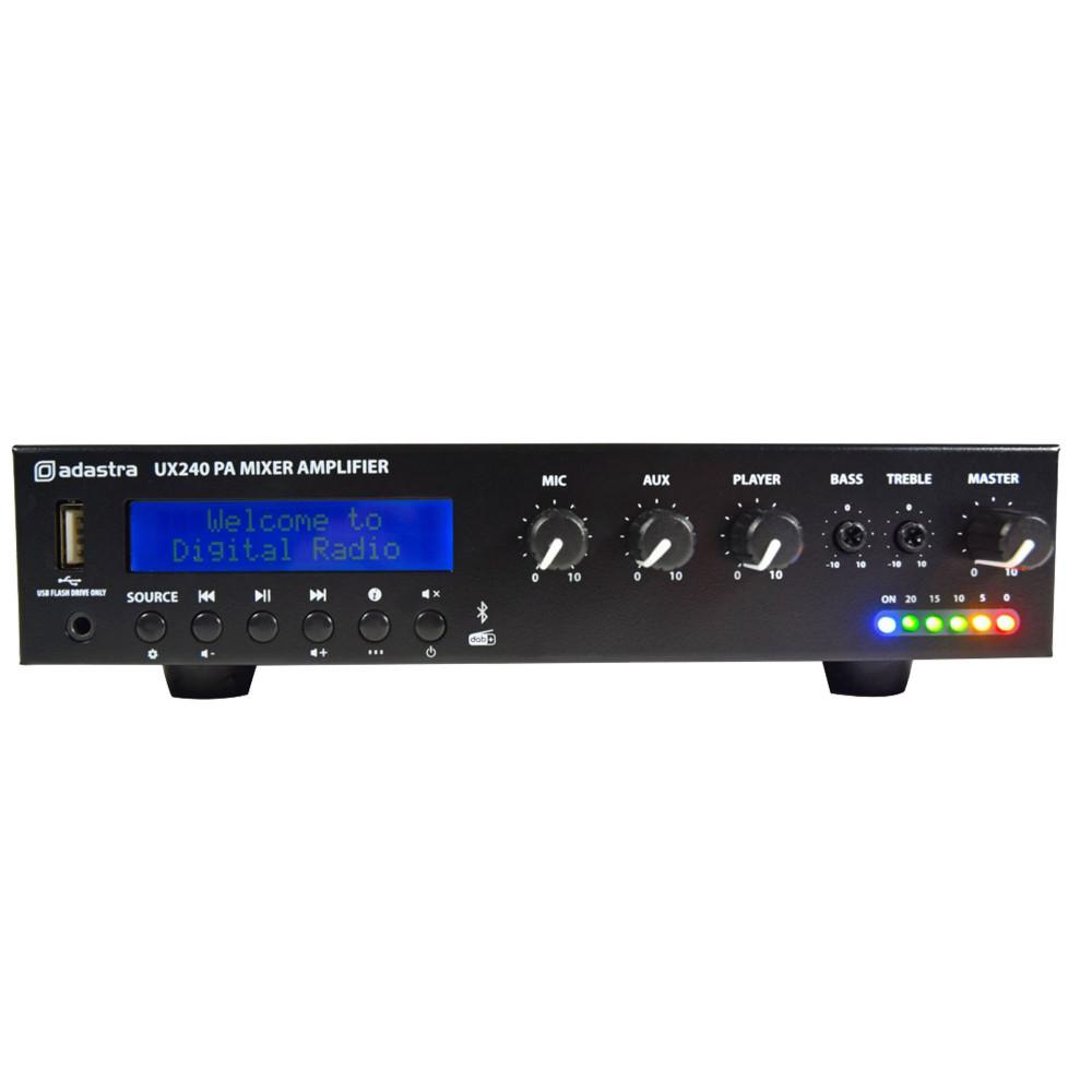 Adastra UX240 amplificador 100V 240W para hilo musical y avisos