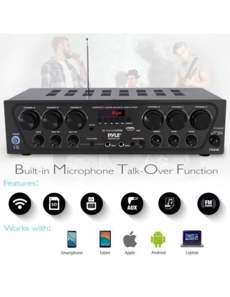 PYLE PTA62BT - Amplificador Hifi de 750w - 4