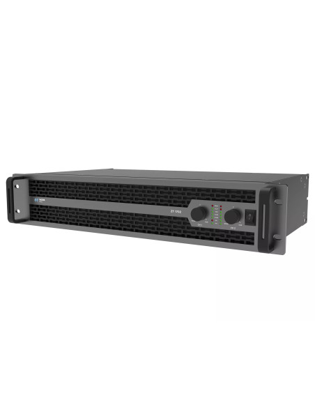 Vista frontal lateral, del amplificador WORK PRO ZT 1702 con controles de volumen
