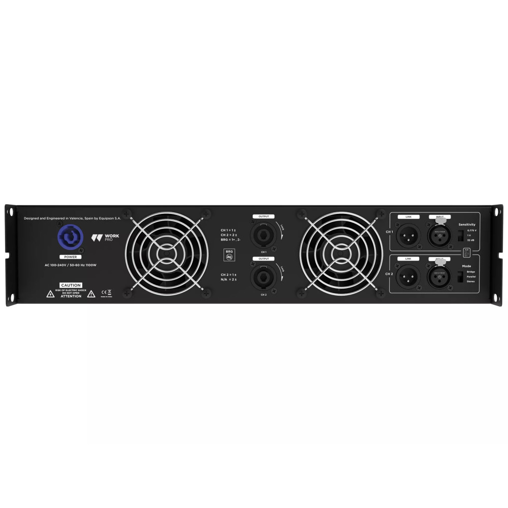 WORK PRO ZT 2502 | Etapa 2 x 1250W a 4 Ohm