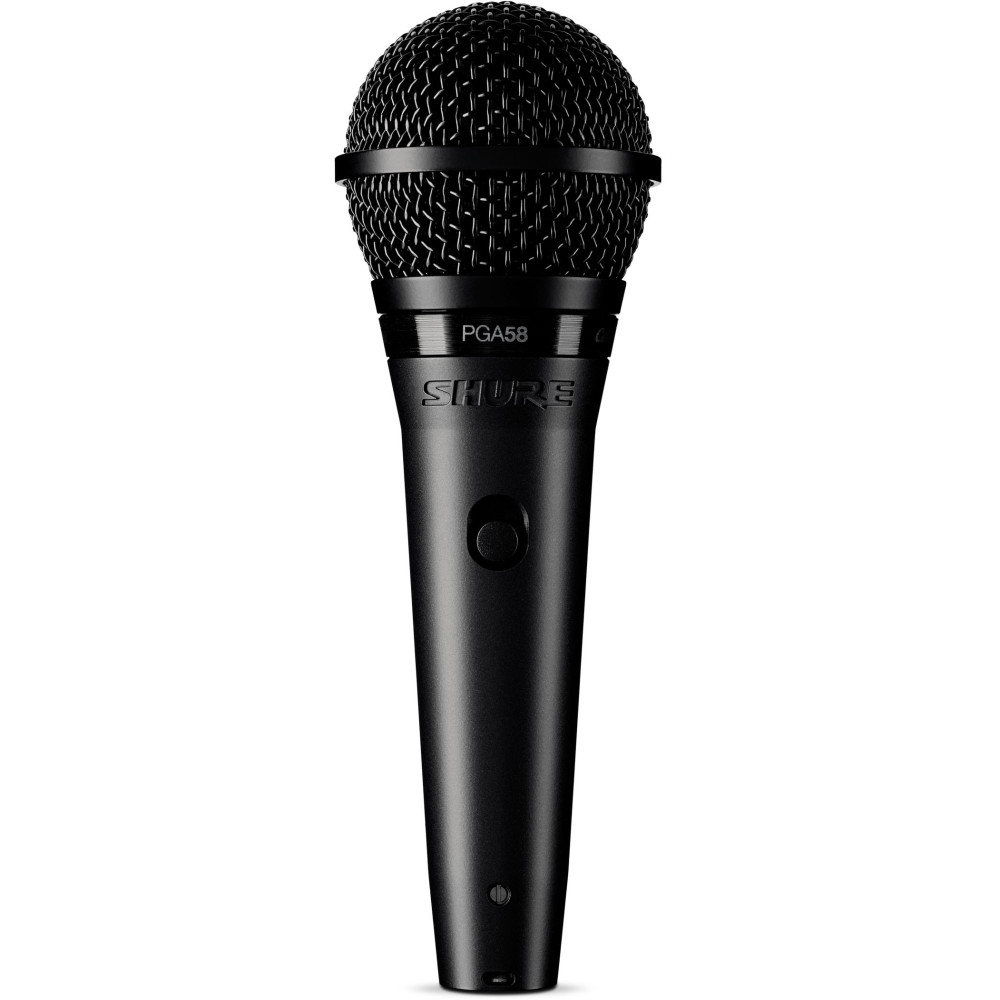 Shure PGA58-XLR-E micrófono de mano con cable sobre fondo blanco