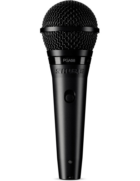 Shure PGA58-XLR-E micrófono de mano con cable sobre fondo blanco