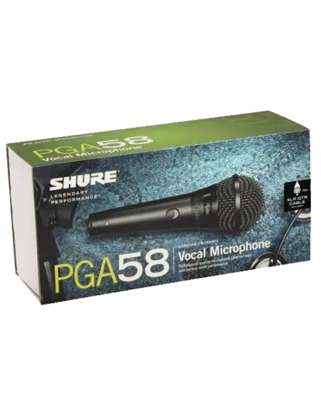 Embalaje original del micrófono vocal Shure PGA58-XLR-E