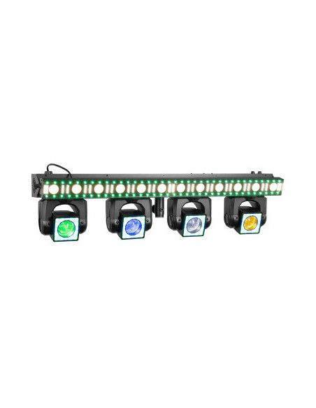 BeamZ ShowBar GO Edge con cuatro moving heads y barra LED estroboscópica