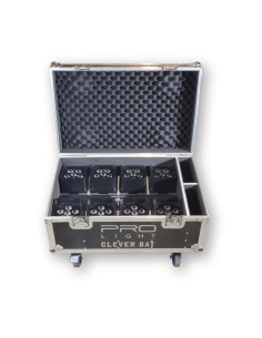 Flightcase abierto con 8 focos ProLight Clever Bat