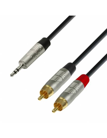 Adam Hall Cable de audio Minijack 3,5mm a 2 RCA -Conectores Rean - 6 metros - K4YWCC0600  - 1