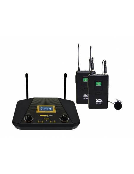 AMS MU202LV- Doble receptor UHF con 2 emisores petaca+2 micros solapa - 1