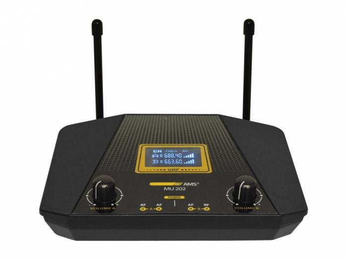 AMS MU202LV- Doble receptor UHF con 2 emisores petaca+2 micros solapa - 2