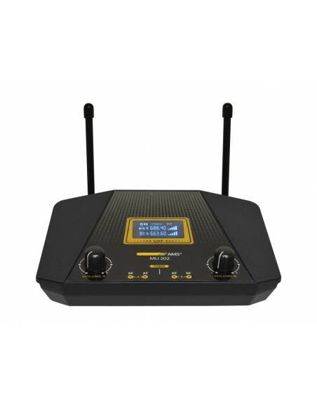 AMS MU202LV- Doble receptor UHF con 2 emisores petaca+2 micros solapa - 2