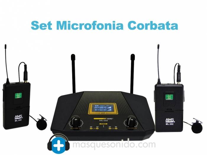 AMS MU202LV- Doble receptor UHF con 2 emisores petaca+2 micros solapa - 6