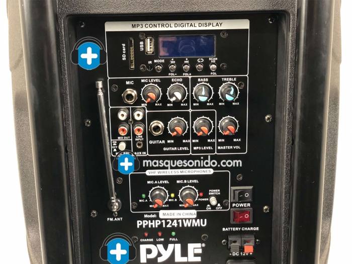 Pyle PPHP1241WMU - Altavoz Portatil Bluetooth con Bateria y Microfonia 1000w - 9