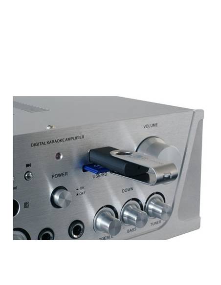 Skytronic AV420S Amplificador Karaoke FM/USB/SD Plata  - 4