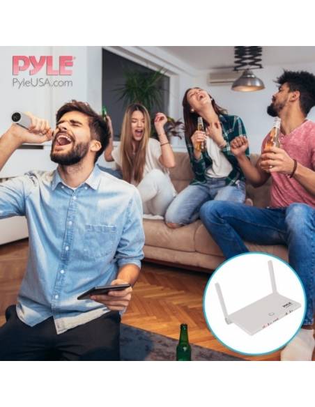 Pyle PDWM2232 Sistema de micrófono inalámbrico UHF - Incluye (2) micrófonos de mano con batería recargable USB, frecuencia fija 