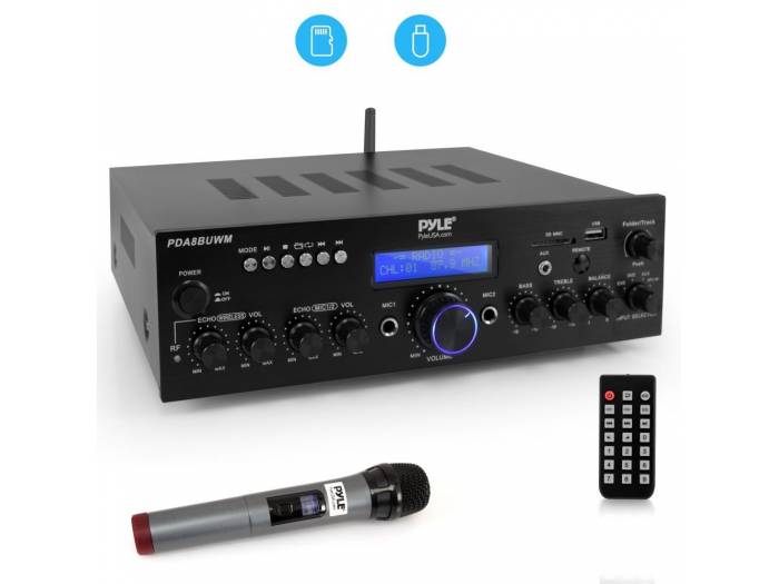 Pyle PDA8BUWM Amplificador de cine en casa Bluetooth, micrófono inalámbrico UHF - 1