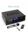 Pyle PDA8BUWM Amplificador de cine en casa Bluetooth, micrófono inalámbrico UHF