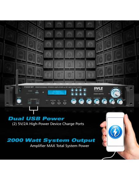 Pyle P2001BT- Amplificador con, RADIO USB Y 2000W Pyle Pro P2001BT - 4