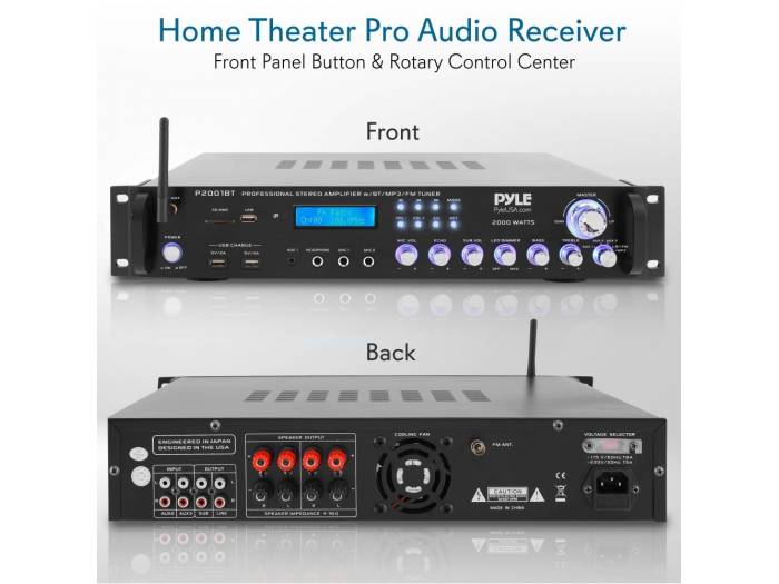 Pyle P2001BT- Amplificador con, RADIO USB Y 2000W Pyle Pro P2001BT - 3