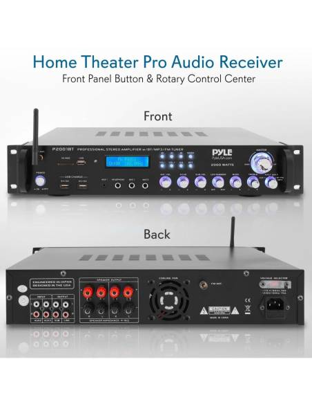 Pyle P2001BT- Amplificador con, RADIO USB Y 2000W Pyle Pro P2001BT - 3