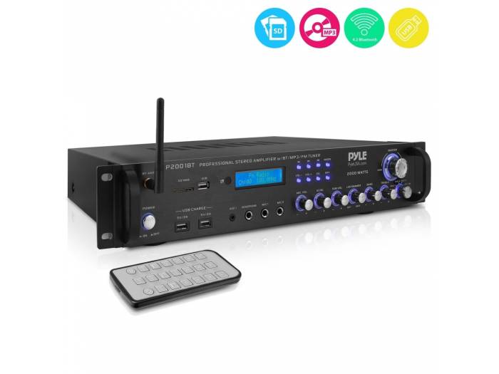 Pyle P2001BT- Amplificador con, RADIO USB Y 2000W Pyle Pro P2001BT - 1