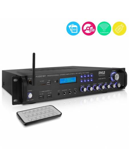 Pyle P2001BT- Amplificador con, RADIO USB Y 2000W Pyle Pro P2001BT - 1