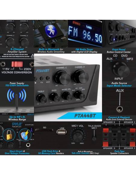 PYLE PTA44BT - Amplificador Hifi de 500w - 3