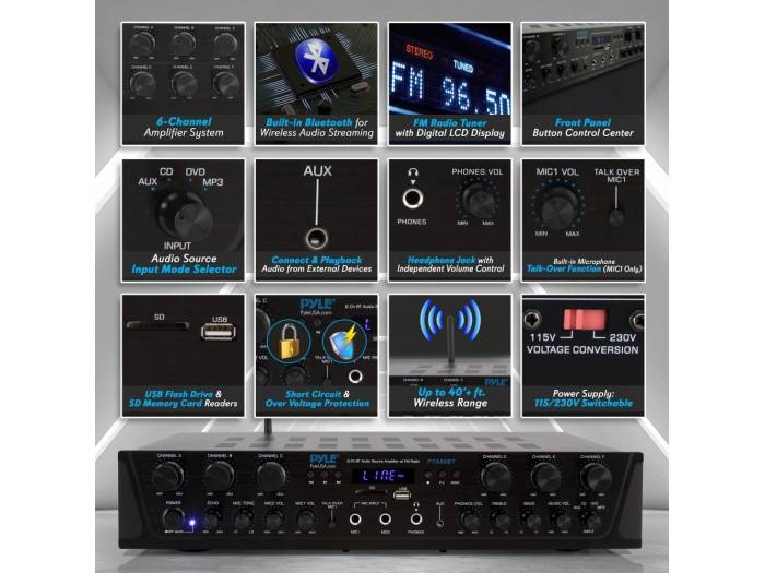 PYLE PTA66BT - Amplificador Hifi de 600w - 6