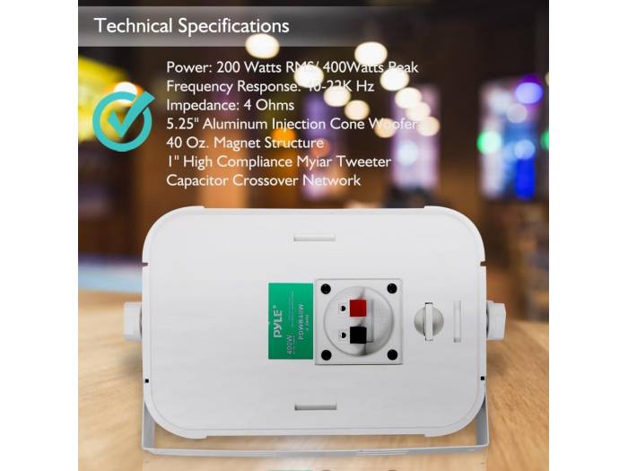 PYLE PRO PDWR40W PAREJA ALTAVOCES PASIVOS 5' EXTERIOR BLANCOS 4 OHM - 5