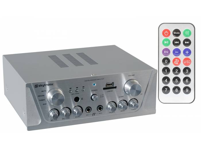 Skytronic AV420S Amplificador Karaoke FM/USB/SD Plata  - 7