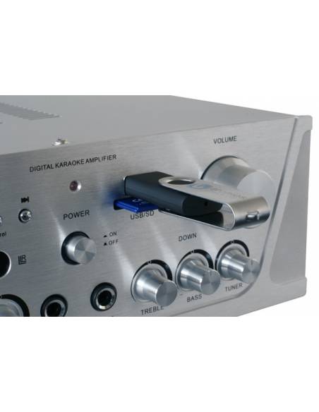Skytronic AV420S Amplificador Karaoke FM/USB/SD Plata  - 12