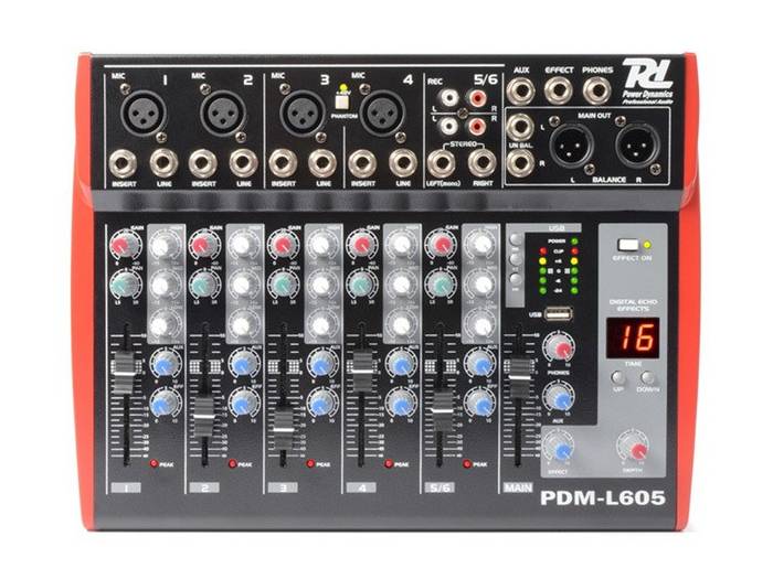 Power Dynamics PDM-L605 - Mesa de Mezclas de 6 canales MP3/ECHO - 171168 - 1