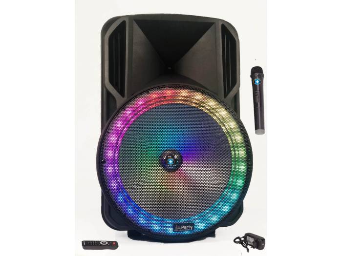 altavoz audio móvil amplificada 800W 15 LED / USB / BT / SD / FM +  micrófono inalámbrico / por cable