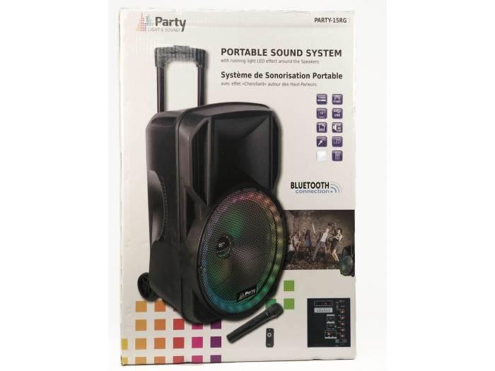 PARTY LIGHT & SOUND PARTY-15RGB - Altavoz Portatil de 15 pulgadas con USB, Bluetooth, FM y Mic VHF - 8
