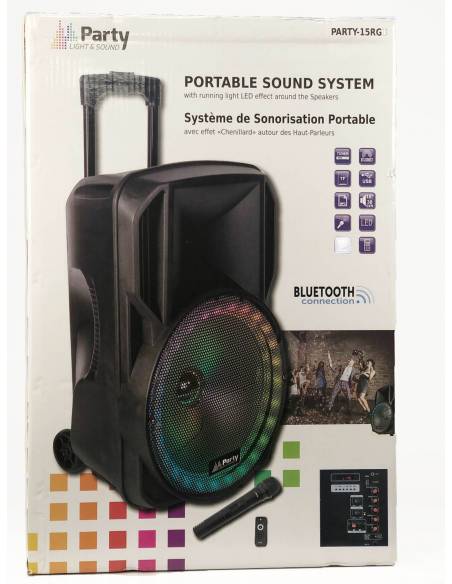 PARTY LIGHT & SOUND PARTY-15RGB - Altavoz Portatil de 15 pulgadas con USB, Bluetooth, FM y Mic VHF - 8