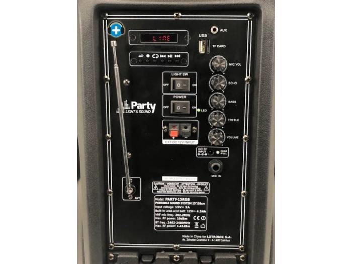 PARTY LIGHT & SOUND PARTY-15RGB - Altavoz Portatil de 15 pulgadas con USB, Bluetooth, FM y Mic VHF - 11