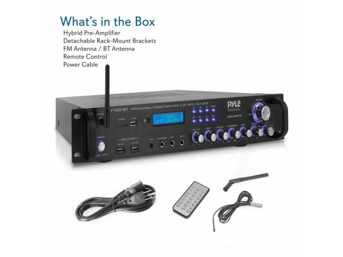 Pyle P3001BT - Amplificador USB/SD Bluetooth Karoake,3000w - 3