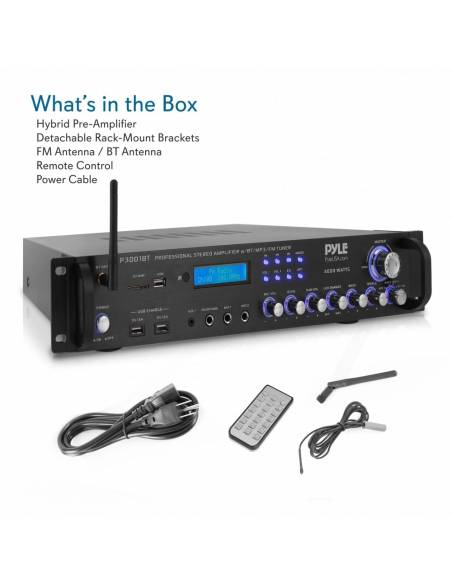 Pyle P3001BT - Amplificador USB/SD Bluetooth Karoake,3000w - 3